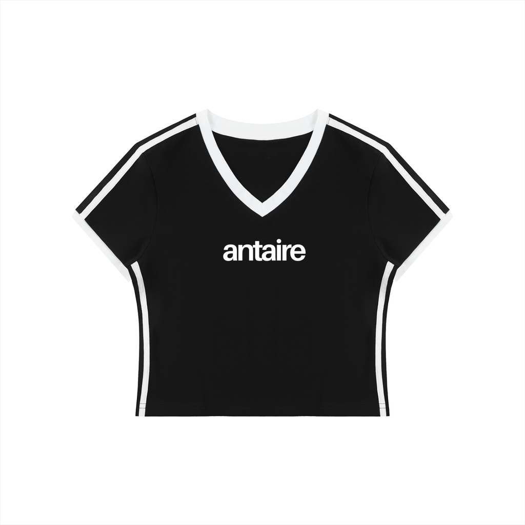 WOMEN'S RETRO V-NECK CROP TEE