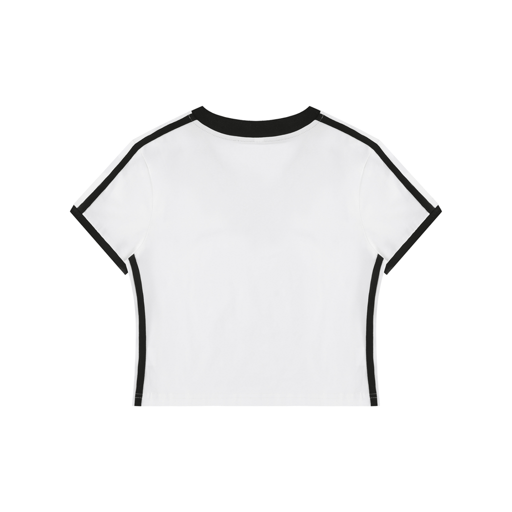 WOMEN'S RETRO V-NECK CROP TEE