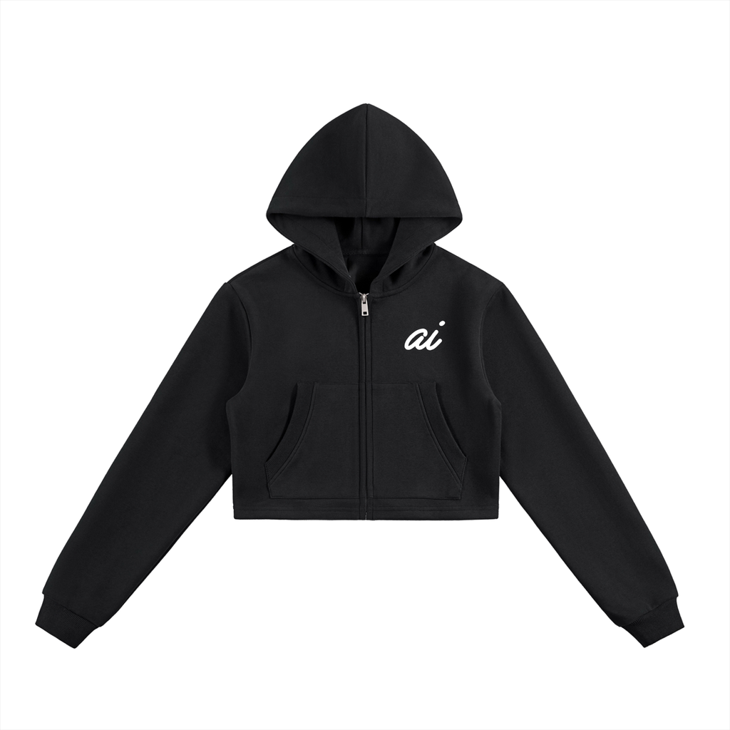 WOMEN'S CROPPED ZIP HOODIE