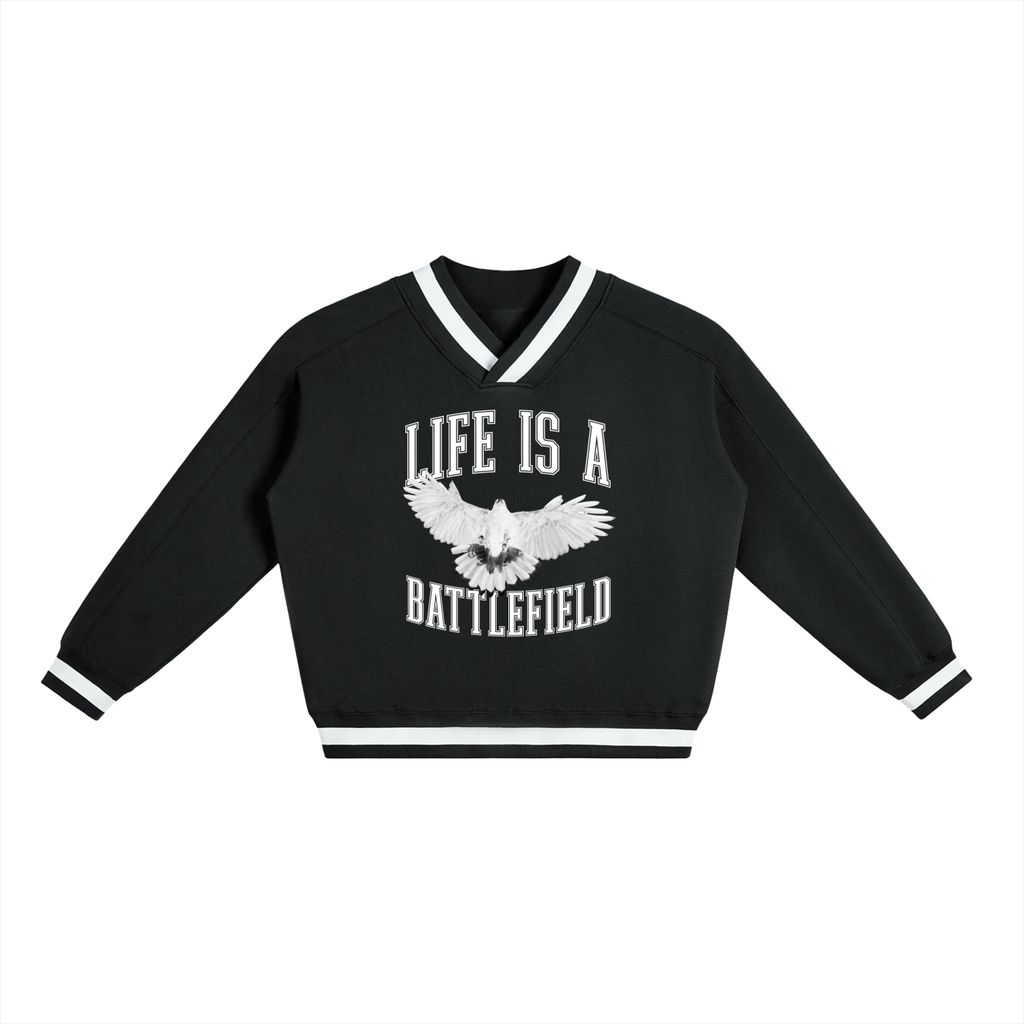 VARSITY V-NECK BOXY SWEATSHIRT