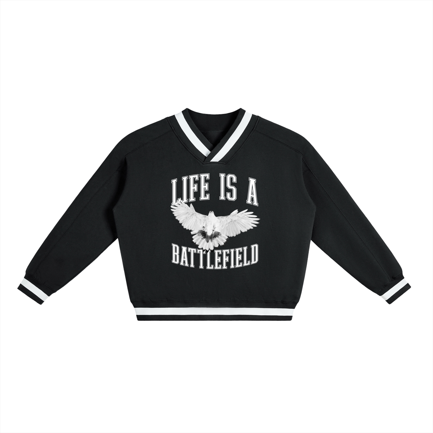 VARSITY V-NECK BOXY SWEATSHIRT