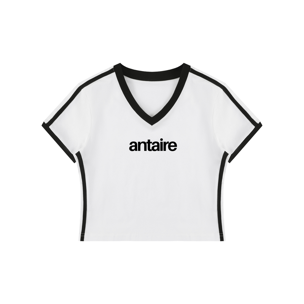 WOMEN'S RETRO V-NECK CROP TEE