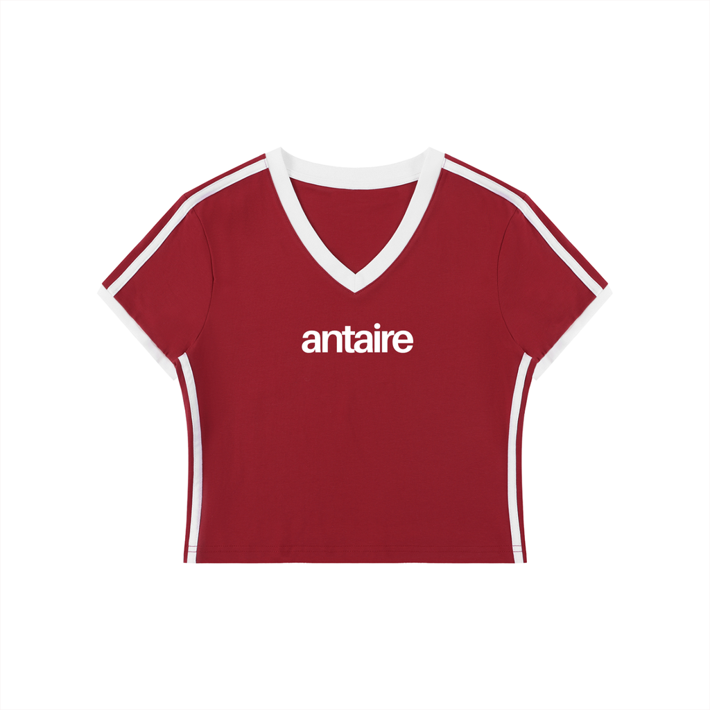 WOMEN'S RETRO V-NECK CROP TEE