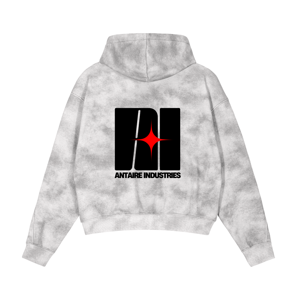 GRAY WASH BOXY ZIP HOODIE
